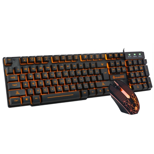 

SHIPADOO D600 1000 DPI 104-key Wired Two-color Injection Molding Word Transparent Orange Light Game Mechanical Feel Suspension Keyboard Mouse Kit for Laptop, PC, Length: 1.35m