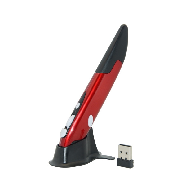 

PR-03 2.4G USB Receiver Adjustable 1600 DPI Wireless Optical Pen Mouse for Computer PC Laptop Drawing Teaching (Red)