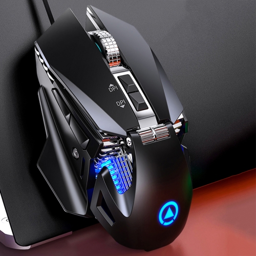 

YINDIAO G10 7200DPI 7-modes Adjustable 7-keys RGB Light Wired Metal Mechanical Hard Core Macro Mouse, Style: Audio Version(Black)