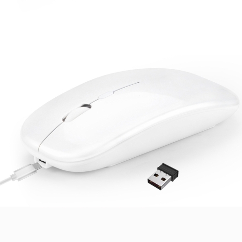 

HXSJ M90 2.4GHz Ultrathin Mute Rechargeable Dual Mode Wireless Bluetooth Notebook PC Mouse (White)