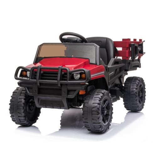 

[US Warehouse] Kids Ride on Car UTV with Trailer 12V Rechargeable Electric Agricultural Vehicle Rugged Truck Toy with USB & Bluetooth Audio(Red)