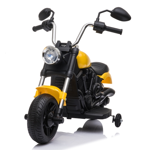 

[US Warehouse] 6V Kids Electric Ride On Car Single Drive Motorcycle with Training Wheels(Yellow)