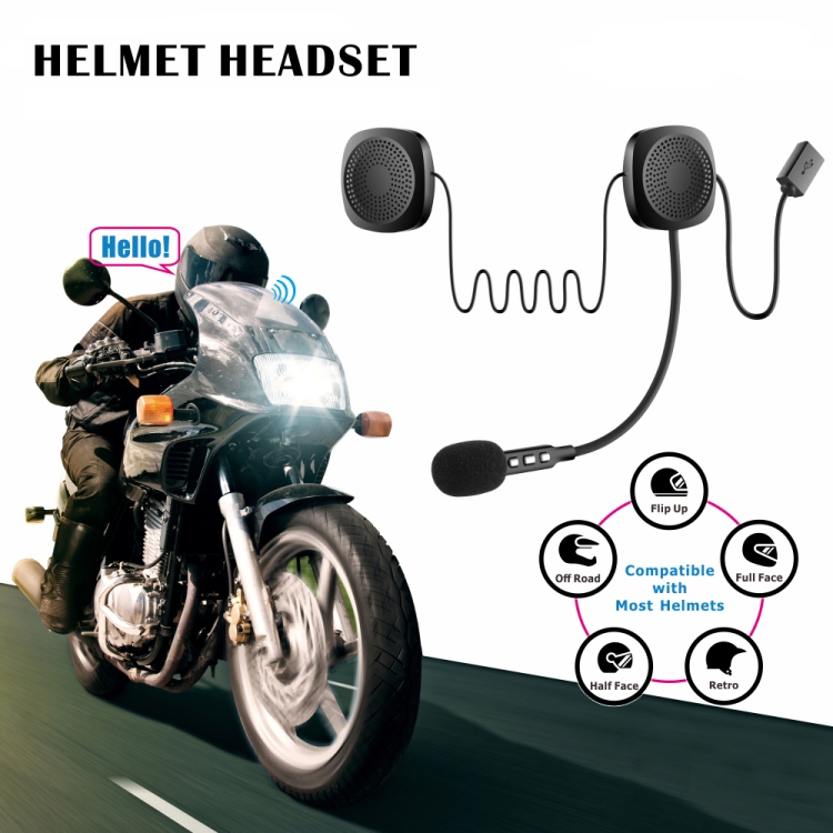 

T2 Bluetooth V5.0 Helmet Headset 5V for Motorcycle Driving with Anti-interference Microphone