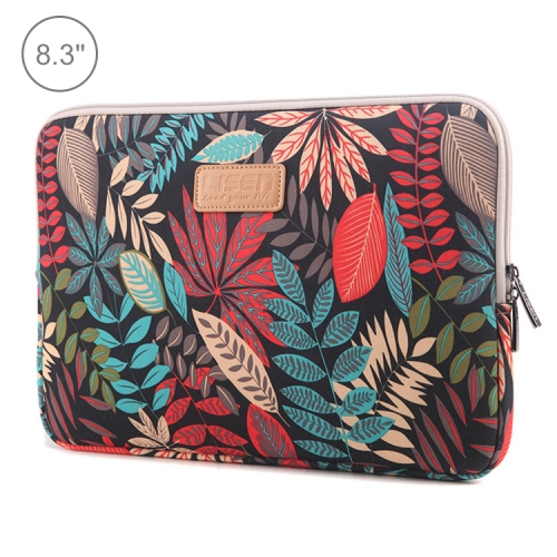 

Lisen 8.3 inch Sleeve Case Colorful Leaves Zipper Briefcase Carrying Bag(Black)