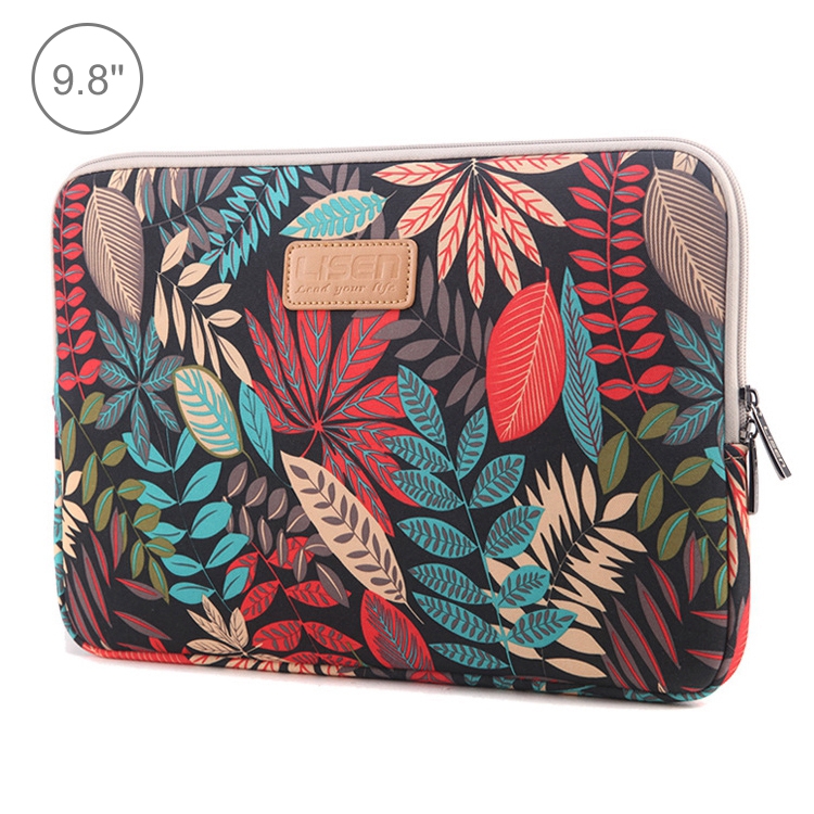 

Lisen 9.8 inch Sleeve Case Colorful Leaves Zipper Briefcase Carrying Bag(Black)