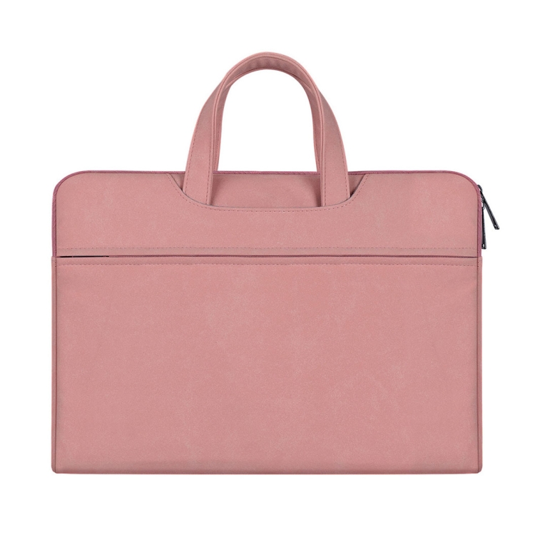 

ST06 Waterproof PU Leather Zipper Hidden Portable Strap One-shoulder Handbag for 13.3 inch Laptops, with Suitcase Belt(Pink)