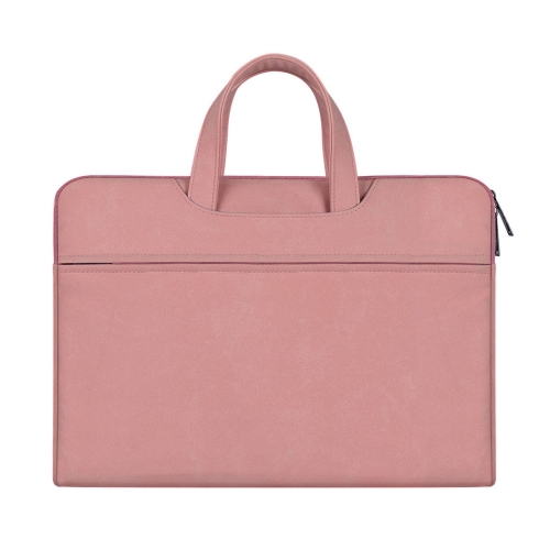 

ST06 Waterproof PU Leather Zipper Hidden Portable Strap One-shoulder Handbag for 15.6 inch Laptops, with Suitcase Belt (Pink)