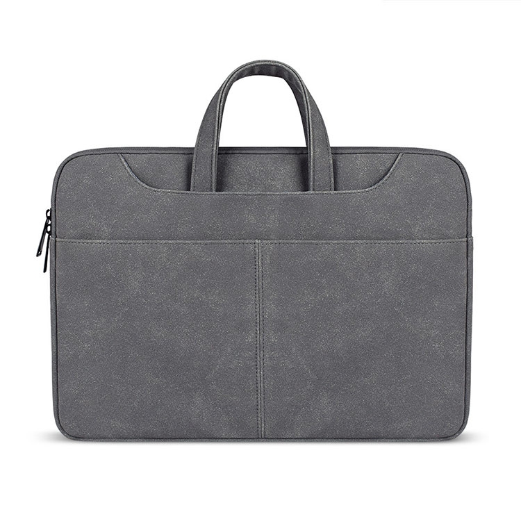 

ST06S Waterproof PU Leather Zipper Hidden Portable Strap One-shoulder Handbag for 15.6 inch Laptops, with Magic Stick & Suitcase Belt(Dark Gray)