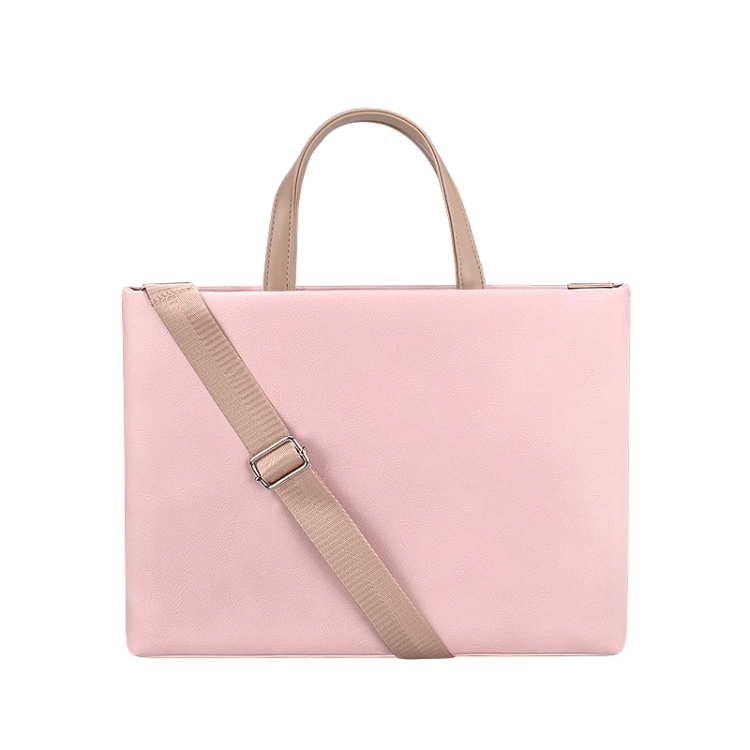 

PU Waterproof Laptop Handbag Crossbody Bag for 13.3 inch Laptops (Pink)