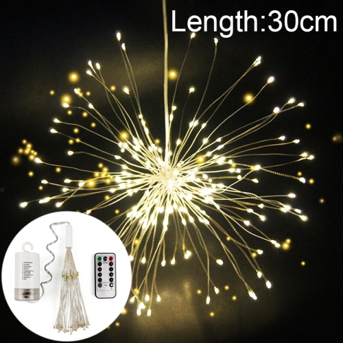 

30cm Explosion Ball Fireworks Dimmable Copper Wire LED String Light, 150 LEDs Batteries Box LED Decorative Light with Remote Control(White Light)