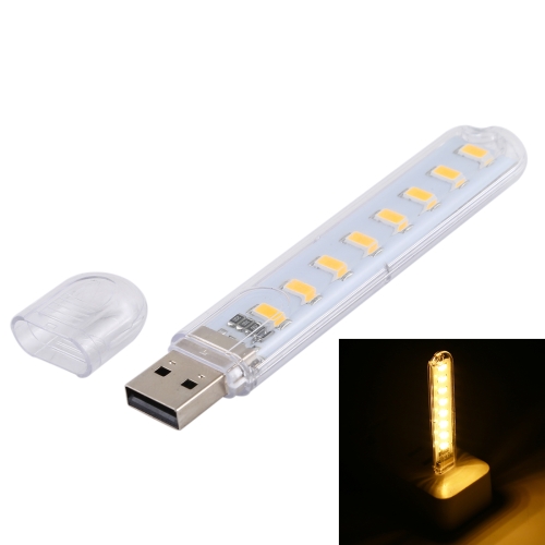 

3W 8 LEDs 5730 SMD USB LED Book Light Portable Night Lamp, DC 5V (Warm White)