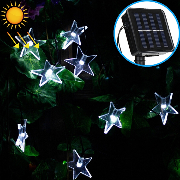 

Star Shape 20 LEDs Outdoor Garden Christmas Festival Decoration Solar Lamp String(White)