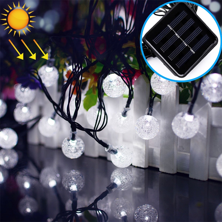 

50 LEDs Bubble Ball Outdoor Garden Waterproof Christmas Spring Festival Decoration Solar Lamp String(White)