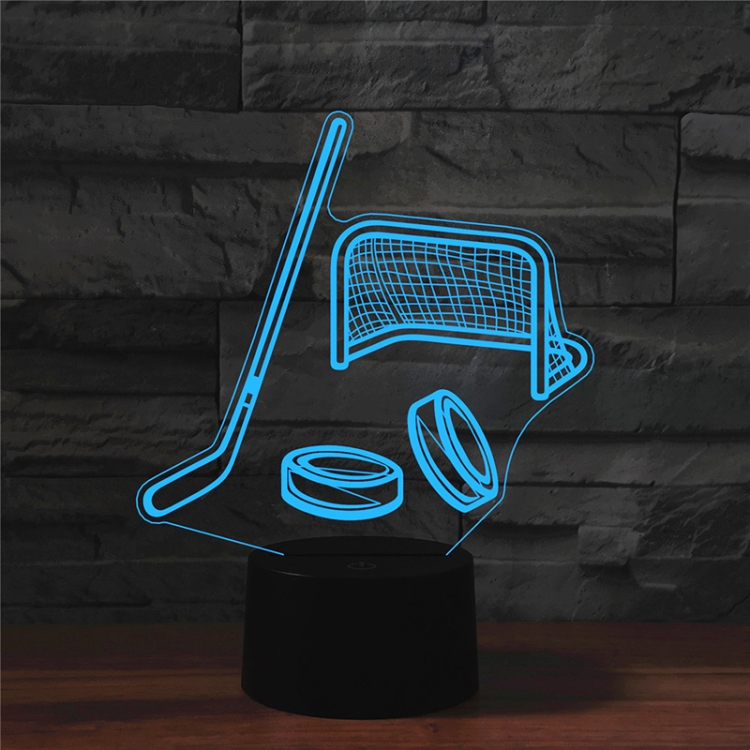 

Ice Hockey Shape 3D Colorful LED Vision Light Table Lamp, USB Touch Version