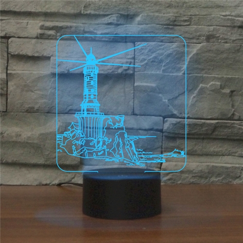 

Lighthouse Shape 3D Colorful LED Vision Light Table Lamp, USB Touch Version