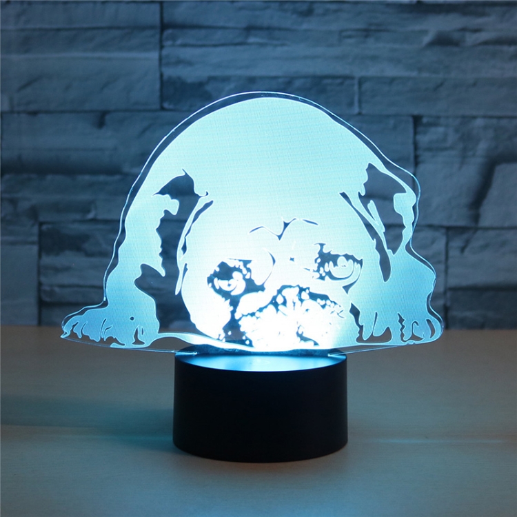 

Prostrated Dog Shape 3D Colorful LED Vision Light Table Lamp, USB Touch Version