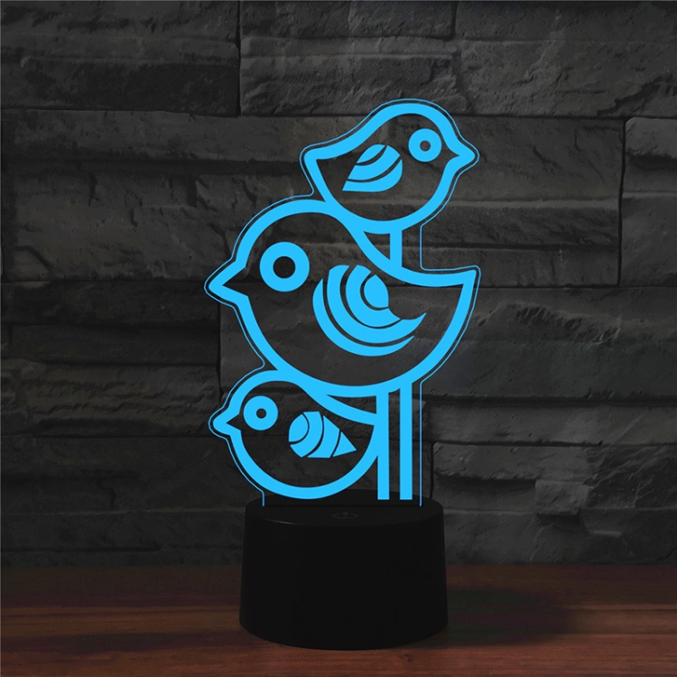 

Three Birds Shape 3D Colorful LED Vision Light Table Lamp, 16 Colors Remote Control Version