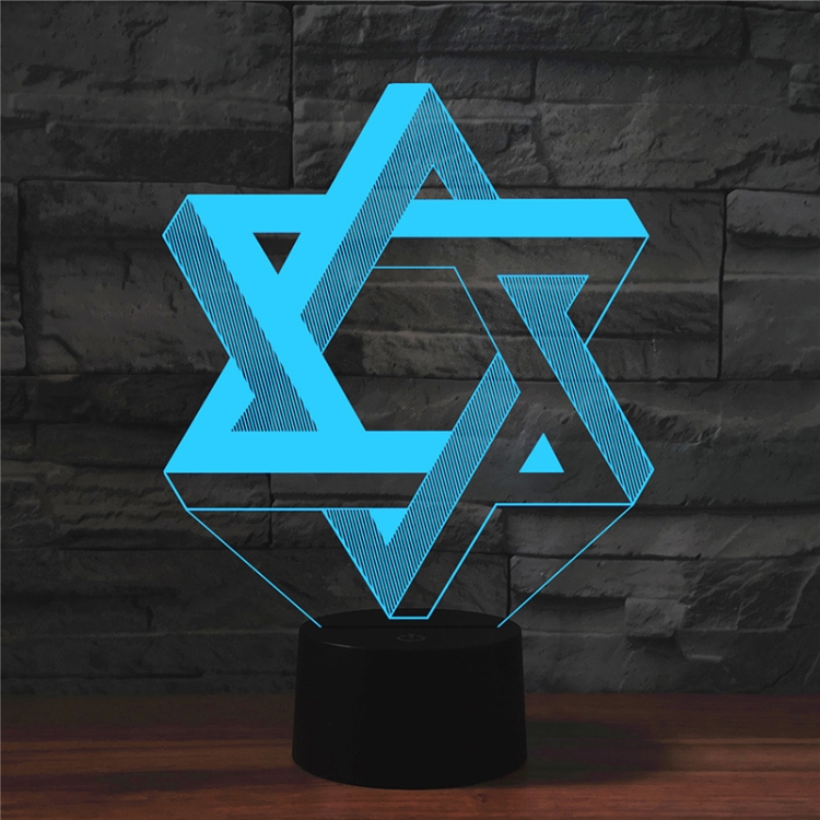 

Pentagram Shape 3D Colorful LED Vision Light Table Lamp, Crack Remote Control Version