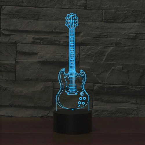 

Five-string Guitar Shape 3D Colorful LED Vision Light Table Lamp, 16 Colors Remote Control Version