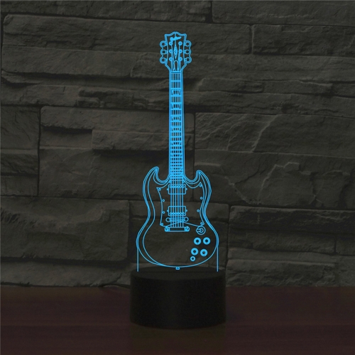 

Five-string Guitar Shape 3D Colorful LED Vision Light Table Lamp, Crack Touch Version