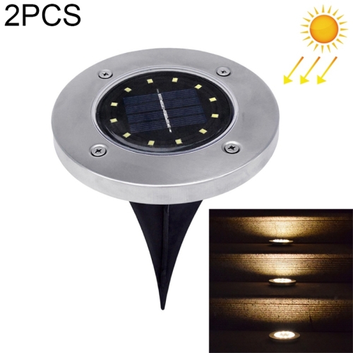 

2 PCS 12 LEDs Solar Powered Buried Light Under Ground Lamp IP65 Waterproof Outdoor Garden Street Light (Warm White)