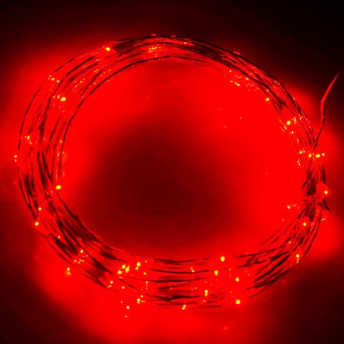 

10m 5VMN 6W 500LM LED Silver String Light, USB Powered SMD-0603 Festival Lamp / Decoration Light Strip(Red Light)