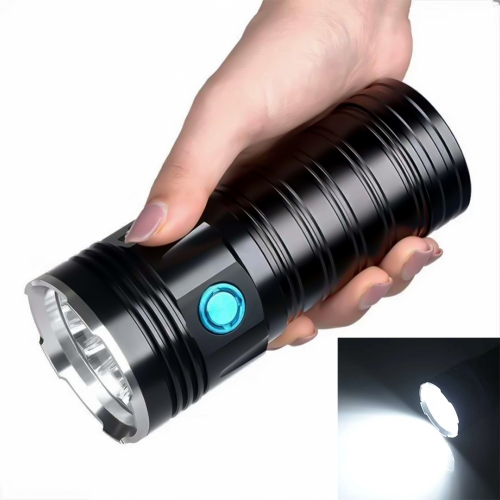 

3 Gears, K18MAX 18xT6, Luminous Flux: 5400lm LED Flashlight, with 4 18650 Batteries (Black)