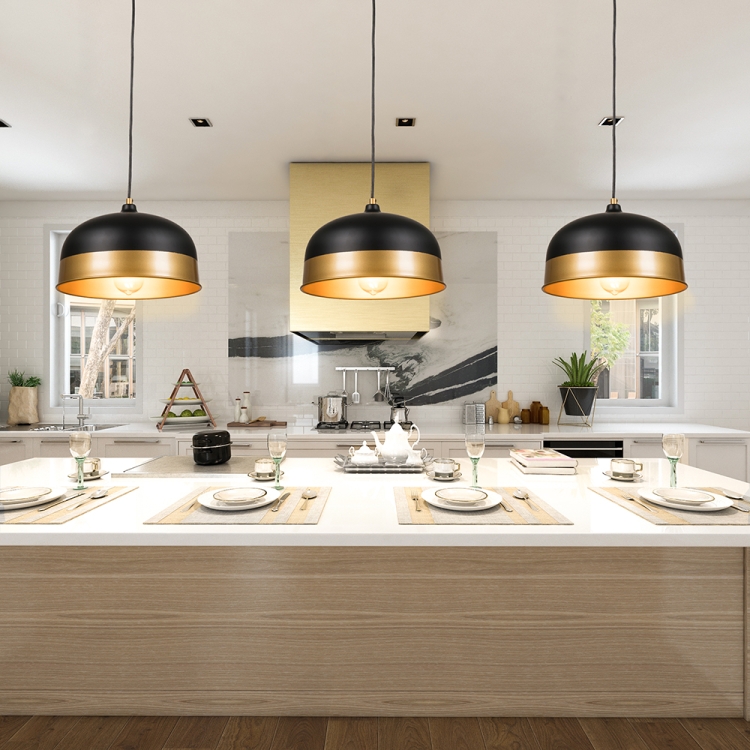 

[US Warehouse] Linear Dome Living Room Kitchen Bedroom Pendant Light Height Adjustable Ceiling Hanging Lamp with E26 60W Brightness Adjustable LED Bulb
