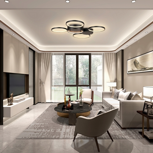 

[US Warehouse] Warm White LED Circular Line Chandelier Height Adjustable Ceiling Hanging Lamp, Size: 27.7 x 27.6 x 2.6 inch