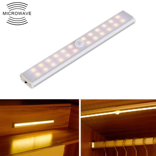 

2W 24 LEDs Warm White Wide Screen Intelligent Human Body Sensor Light LED Corridor Cabinet Light, USB Charging Version