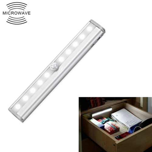 

0.8W 10 LEDs White Light Narrow Screen Intelligent Human Body Sensor Light LED Corridor Cabinet Light, USB Charging Version