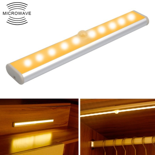 

2W 10 LEDs Warm White Light Wide Screen Intelligent Human Body Sensor Light LED Corridor Cabinet Light, Battery Version