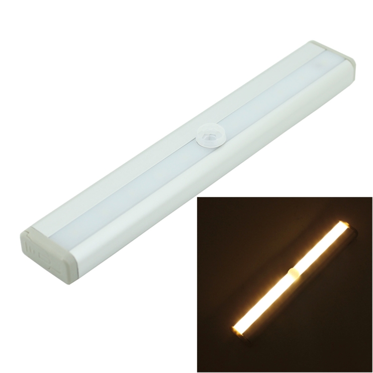 

L0406 3W LED Human Motion Sensor Light Lamp, Yellow Light, For Cabinets, 10 LEDs, Square Style, Magnet, Sensor Distance: 3-5m