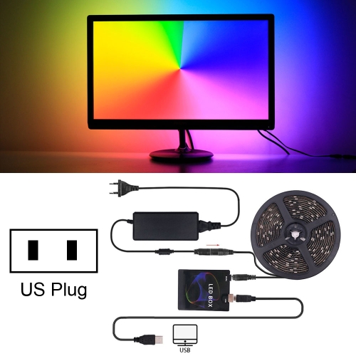 

5m SMD 5050 RGB HDTV Background Lighting USB Ambilight LED Strip Kit, 30 LEDs/m, US Plug
