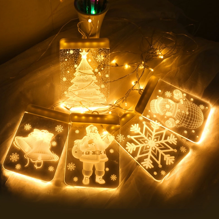 

5V USB Power Supply 3D Christmas Day Decoration Hanging Light LED Curtain Light Suit, Light Color: Warm White