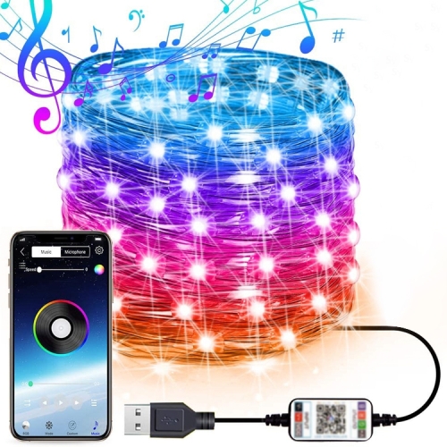 

Christmas Decoration RGB Copper Wire String Light Bluetooth Mobile APP Control, Length: 2m 20 LEDs