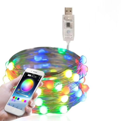 

Christmas Decoration USB Copper Wire String Light Bluetooth Mobile APP Control, Length: 10m 100 LEDs