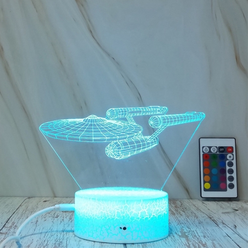 

Spaceship Shape Creative Crack Touch Dimming 3D Colorful Decorative Night Light with Remote Control