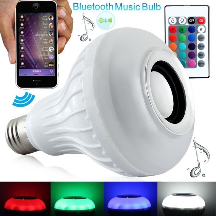 

12W RGB LED Bluetooth Speaker Light, E27 Energy Saving Lamps with Remote Controller, AC 100-240V