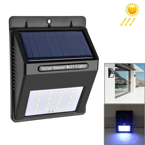 

White Light Water Resistant Solar Motion Sensor Light, 5.5V 16 LEDs SMD 2835 Wall Light with Solar Panel & PIR Sensor & CDS Night Sensor