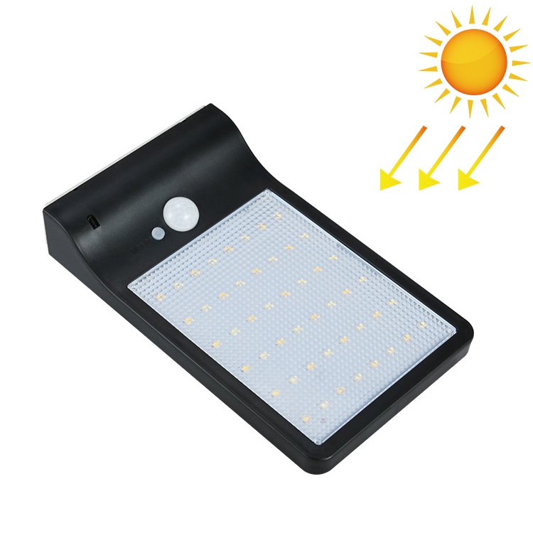 

3.8W 48 Two-color LEDs Remote Control Edition Outdoor Waterproof Solar Wall Light Sensor Garden Light Street Light without Pole, Luminous Flux: 450lm (Black)