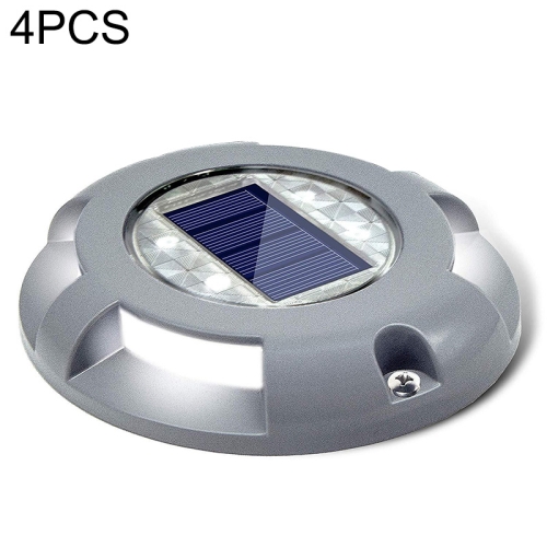 

4 PCS LED Solar Powered Embedded Ground Lamp IP68 Waterproof Outdoor Garden Lawn Lamp (Grey)