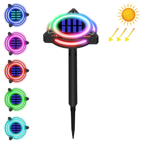 

TG-JG00129 10 LEDs Triangular Flying Saucer Long Tube Solar Outdoor Waterproof Plastic Garden Decorative Ground Plug Light Intelligent Light Control Buried Light, Colorful Dimming