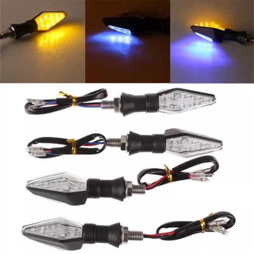 

4 PCS DC 12V Motorcycle Front 9-LED + Back 3-LED Turn Signal Indicators Blinker Light, (Yellow + Blue Light)