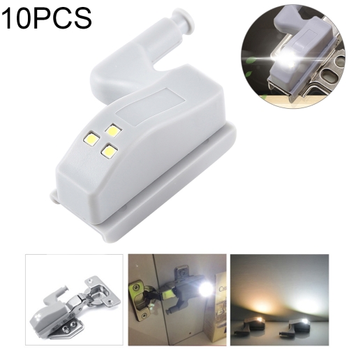 

10 PCS 0.3W Universal Inner Hinge LED Sensor lamp Cupboard 3 LEDs Night light Auto ON/OFF Bulb(White Light)