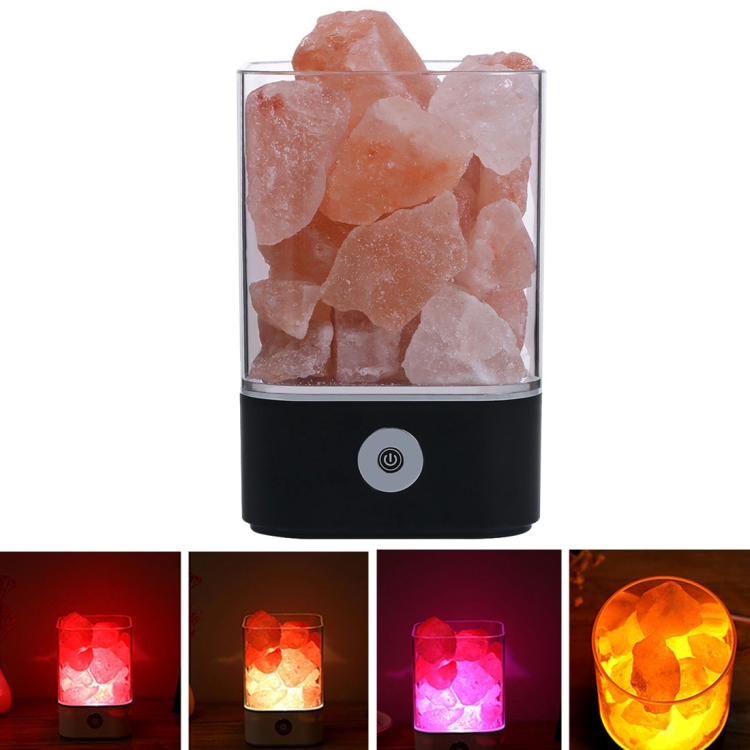 

Sunshine M4 Creative HIMALAYA Crystal Salt Lamp, USB Charge Healthy Rock Table Desk Lamp Night Light with Base(Black)