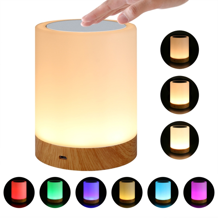 

Colorful Creative Wood Grain Charging Night Light Touch Atmosphere Light