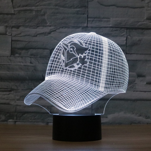 

Baseball Cap Shape 3D Colorful LED Vision Light Table Lamp, USB & Battery Version