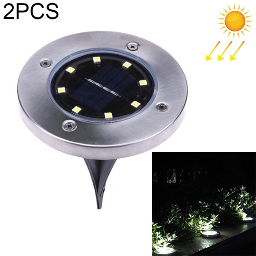 

2 PCS 8 LEDs IP44 Waterproof Solar Powered Buried Light, SMD 5050 White Light Under Ground Lamp Outdoor Path Way Garden Decking LED Light