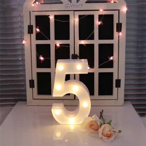 

Digit 5 Shape Decoration Light, Dry Battery Powered Warm White Standing Hanging Holiday Light